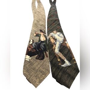 Norman Rockwell Novelty Neckties in Cream, Black, Brown, Red and Blue